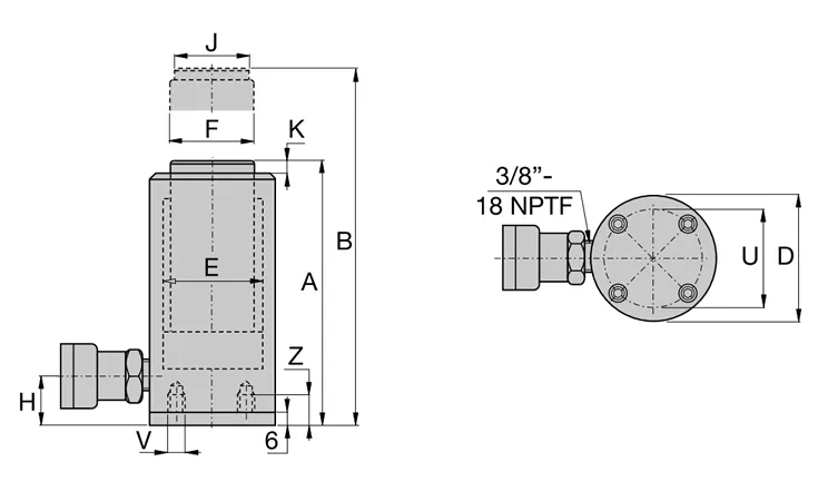 RAC Series Single-Acting Drawing RAC Series Single-Acting Drawing