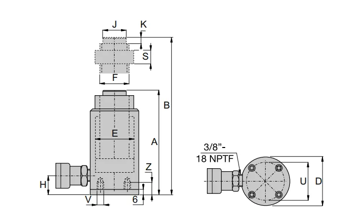 RACL Series Single-Acting,Aluminium Lock Nut Cylinders
